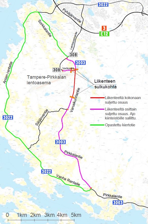 Ruska 19 -harjoituksen liikennejärjestelyt Pirkkalassa