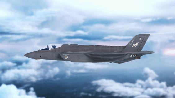 Havainnekuva Suomen F-35-koneen maalauskaaviosta.