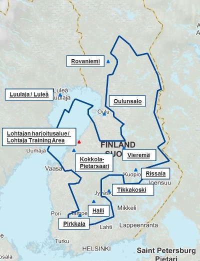 Ruska 17 -ilmaoperaatioharjoituksen lentotoiminta-alueet ja tukikohdat