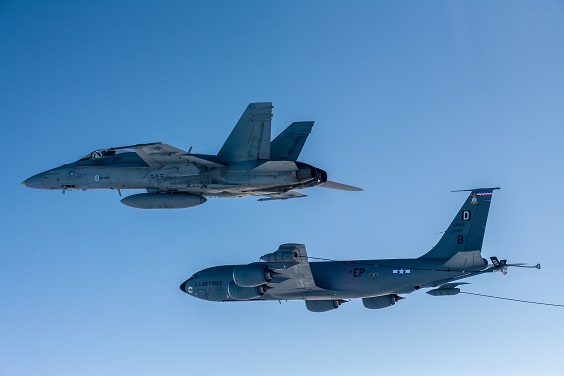 KC-135 Stratotanker and F/A-18 Hornet
