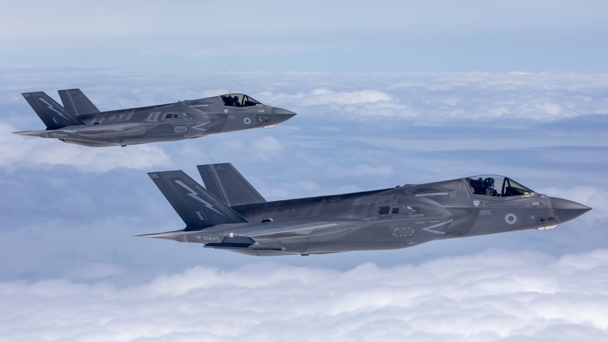 Two Royal Air Force F-35B Lightning II fighters. Photo: Royal Air Force © UK MoD Crown Copyright 2022