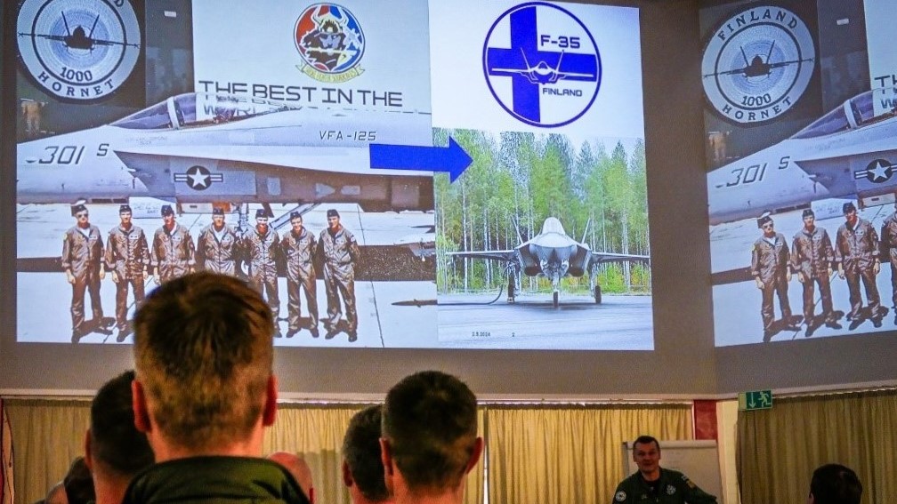 Air Force personnel assigned to F-35 initial training got together for a kick-off event in the spring to listen to briefs about the coming training period in the United States.